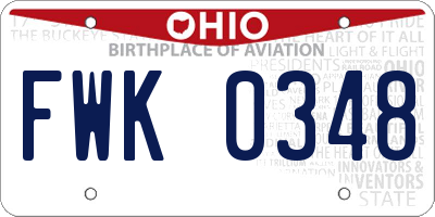OH license plate FWK0348