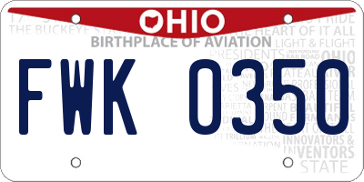 OH license plate FWK0350