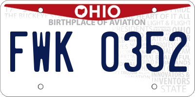 OH license plate FWK0352