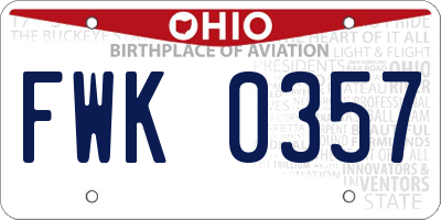 OH license plate FWK0357