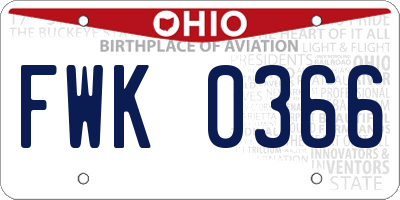 OH license plate FWK0366
