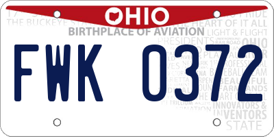 OH license plate FWK0372