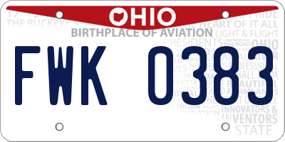 OH license plate FWK0383