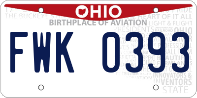 OH license plate FWK0393