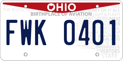 OH license plate FWK0401