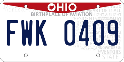 OH license plate FWK0409