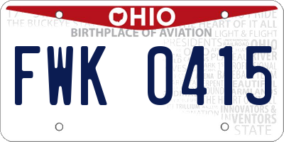 OH license plate FWK0415