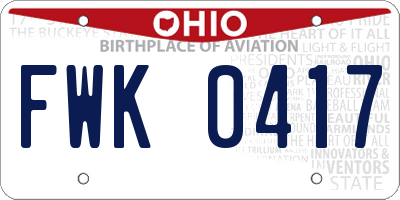 OH license plate FWK0417