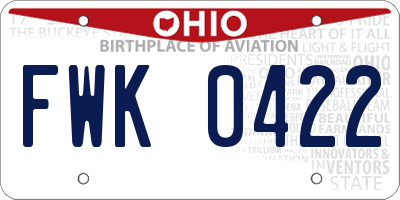 OH license plate FWK0422