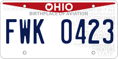 OH license plate FWK0423
