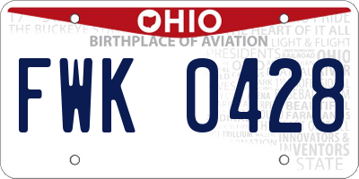 OH license plate FWK0428