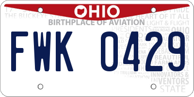 OH license plate FWK0429