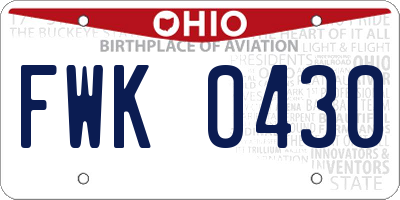 OH license plate FWK0430