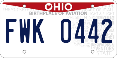 OH license plate FWK0442