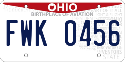 OH license plate FWK0456