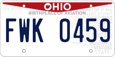 OH license plate FWK0459
