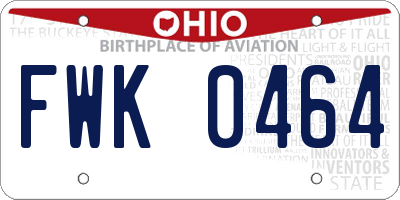 OH license plate FWK0464