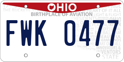 OH license plate FWK0477