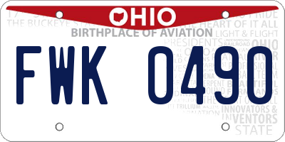 OH license plate FWK0490