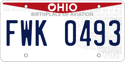 OH license plate FWK0493