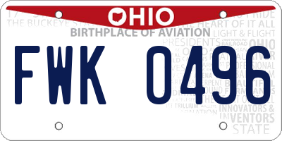 OH license plate FWK0496