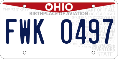 OH license plate FWK0497
