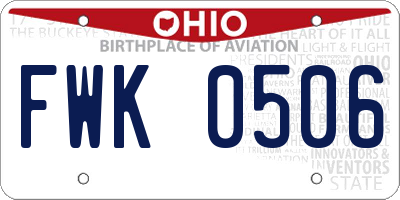 OH license plate FWK0506