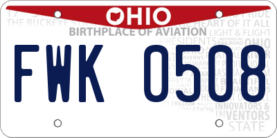 OH license plate FWK0508