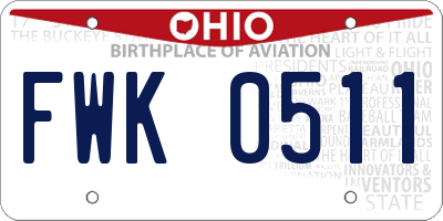 OH license plate FWK0511
