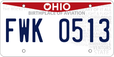 OH license plate FWK0513
