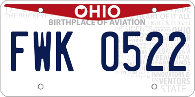 OH license plate FWK0522