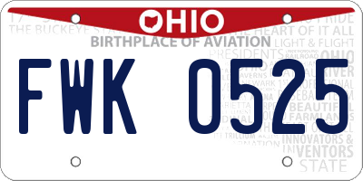 OH license plate FWK0525