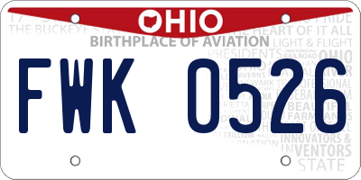 OH license plate FWK0526
