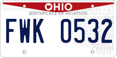 OH license plate FWK0532