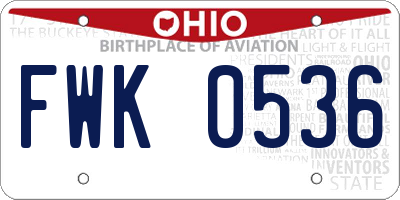 OH license plate FWK0536