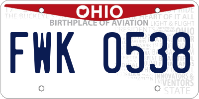 OH license plate FWK0538