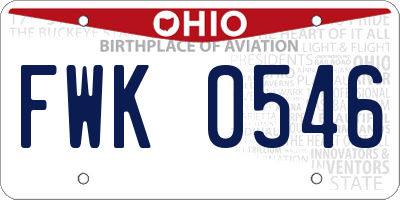 OH license plate FWK0546