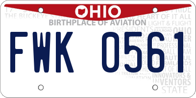OH license plate FWK0561