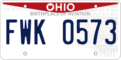 OH license plate FWK0573