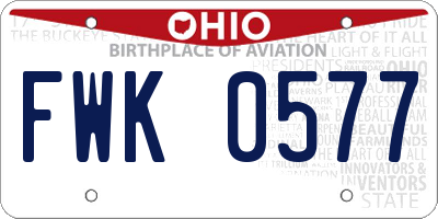 OH license plate FWK0577