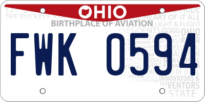 OH license plate FWK0594