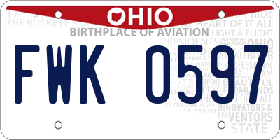 OH license plate FWK0597