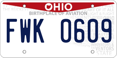 OH license plate FWK0609