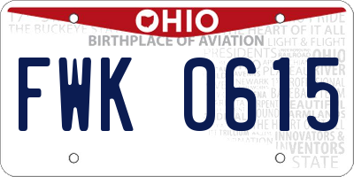 OH license plate FWK0615