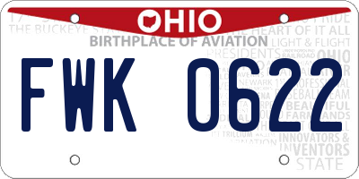 OH license plate FWK0622