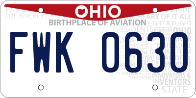 OH license plate FWK0630
