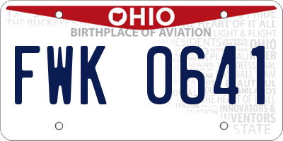 OH license plate FWK0641