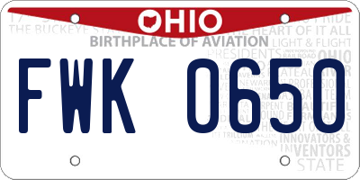 OH license plate FWK0650