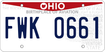 OH license plate FWK0661