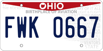 OH license plate FWK0667